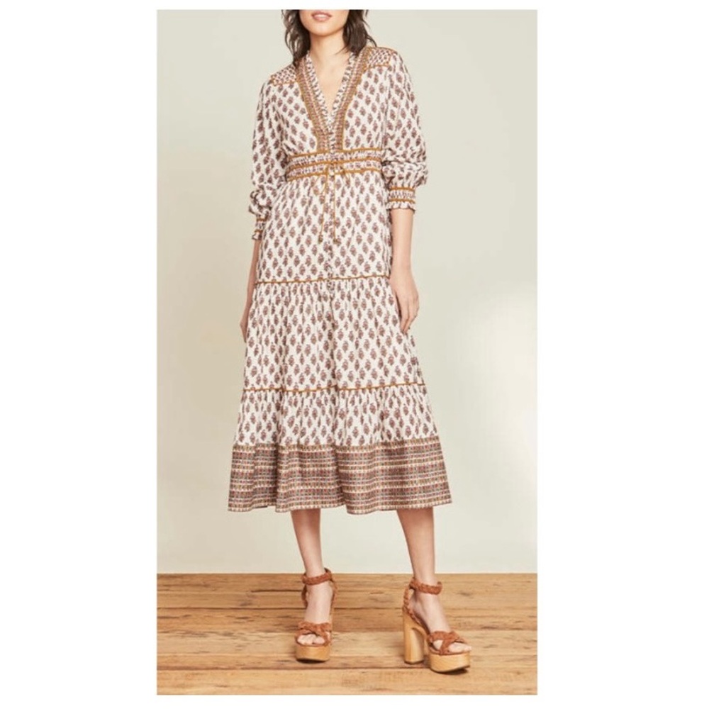 Veronica Beard Alessandra Boho Floral Printed V-Neck Dress